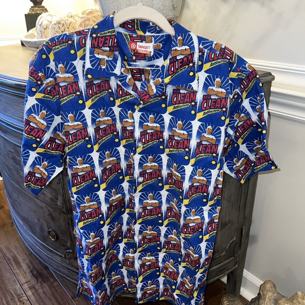 Mr. Clean Graphic Hawaiian Polo Shirt Target Medium M Costume Halloween men’s